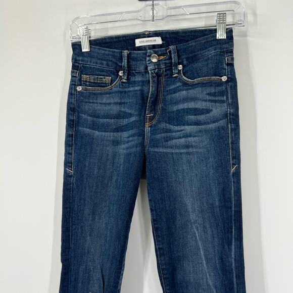 Good American Good Legs Mid-Rise Skinny Jeans Distressed - Picture 2 of 7